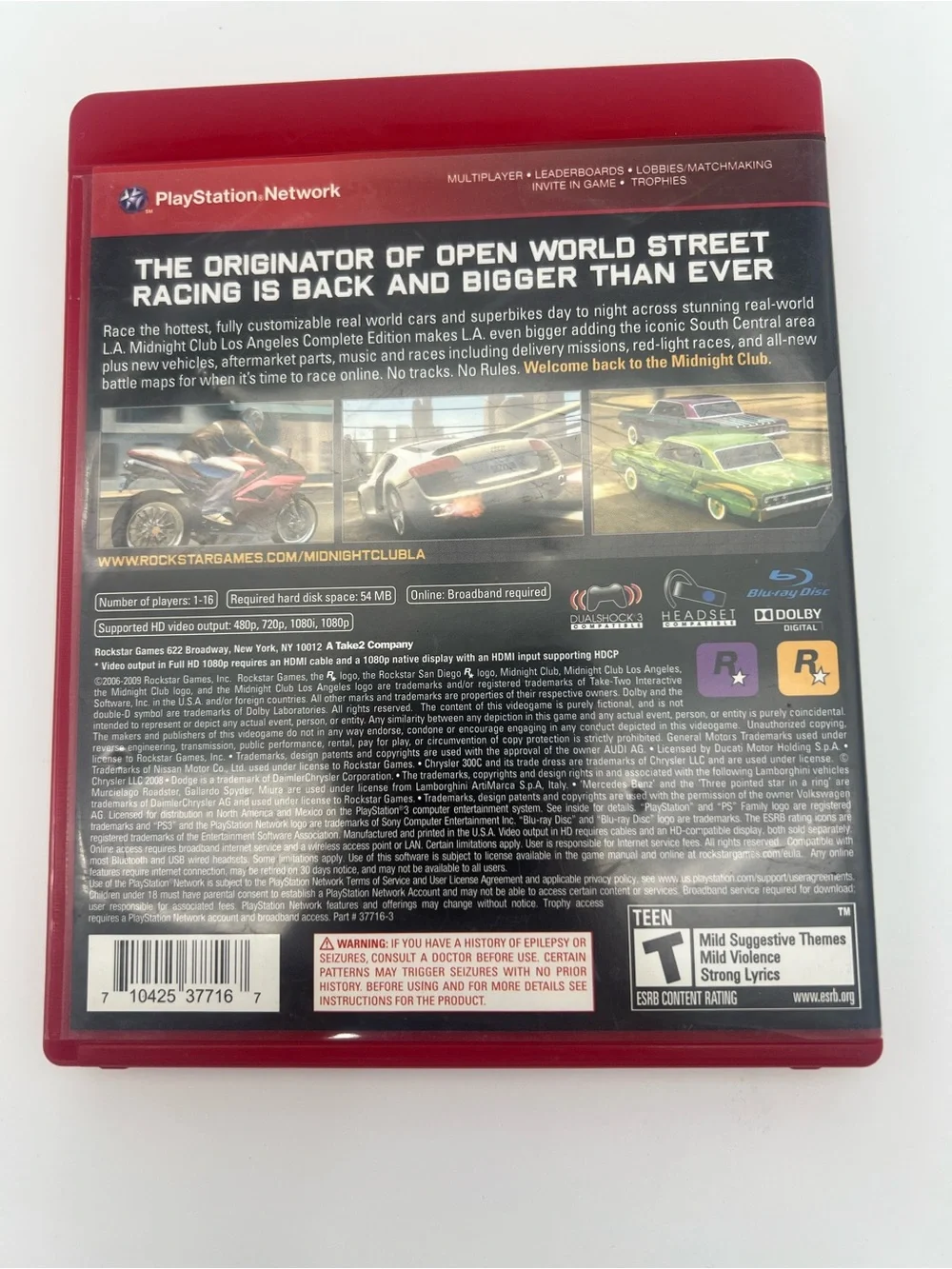 PS3 Midnight Club Los Angeles Complete Edition Sony PlayStation 3 2009 CIB EUC